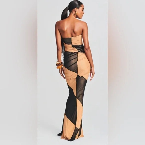 NWOT Retrofete Ford Mesh Dress Black Nude Size Large - Picture 3 of 11